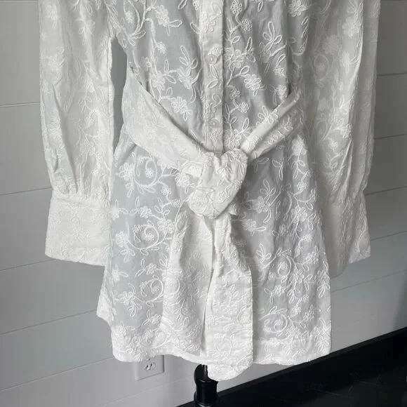SUPER NATURAL BY SECRET MISSION SKIPE SHIRT EMBROIDERED WHITE DRESS SIZE S $425 - Picture 3 of 12